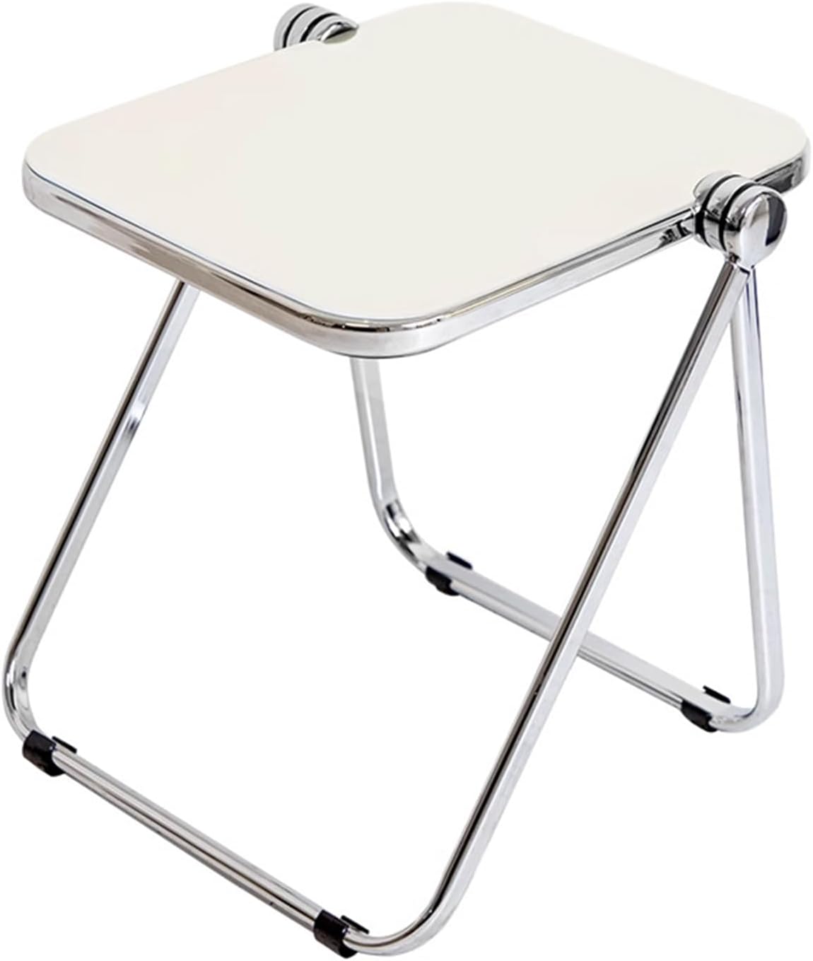 Acrylic Folding Side Table, Clear Acrylic Coffee Table with Stainless Steel Frame, Modern Nightstand with Non-Slip Feet Pads, Small End Table for Living Room Bedroom Home Office Outdoor