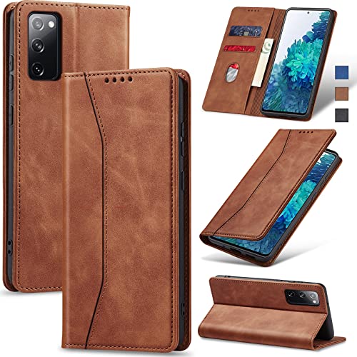 Image of Jasonyu Flip Wallet Case for Samsung Galaxy S20 FE 5G,Brown