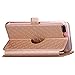 iPhone 7 Plus Case, iPhone 7 Plus Leather Case, Carryberry Quilted Plain Color Window View Function PU Leather Flip Folio Book Style Card Slots Kickstand Wallet Phone Case for iPhone 7 Plus,Gold