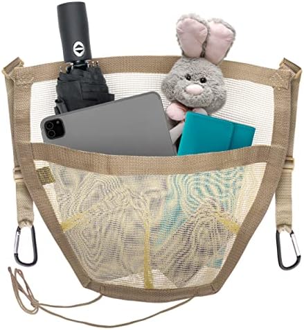 Car Cache Purse Holder for Car - Net Pocket Handbag Holder - Car Storage Organizer Between Front Seats - Car Accessories, Automotive Consoles & Organizers - Gifts for Women and Men - Tan