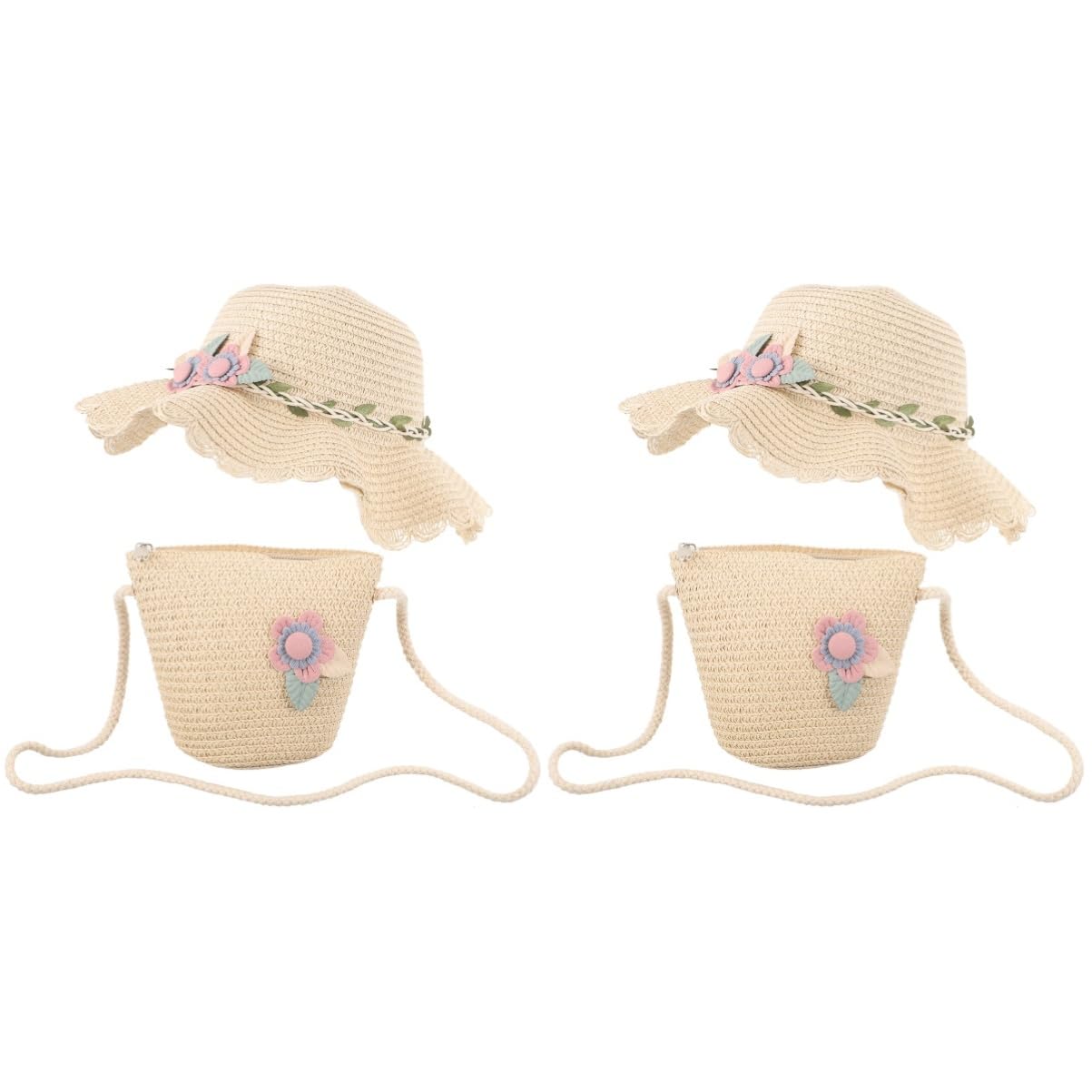 Veemoon 2sätze Mädchen Sommer Strohhut Mit Tasche Modischer Sonnenhut Für Mädchen Für Strand Frühling Und Sommeraktivitäten Leicht Atmungsaktiv Und Praktisch Für Kleine