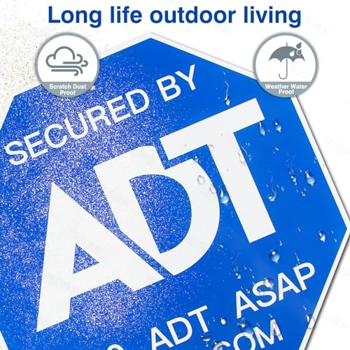 ADT Security Sign - Heavy Duty 28" 100% Aluminum Yard Sign with Stake for Weather-Resistant Protection