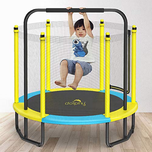 Image of Dolphy 60 Inch Trampoline for Kids with Safety Net and Steel Foam U Handle| Indoor & Outdoor | Powerful Loading Capacity - 100KG | Stainless Steel Frame & Legs for Home, School