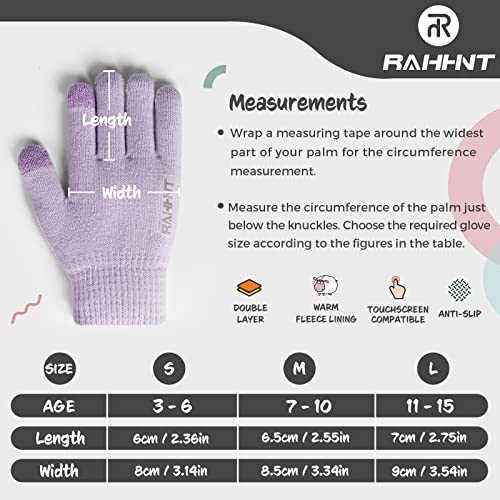 Image of Rahhint Kids Winter Gloves for Boys Girls Children Toddler Thermal Wool Knit Gloves with Insulated Fleece Lining Keep Hand Warm Gift