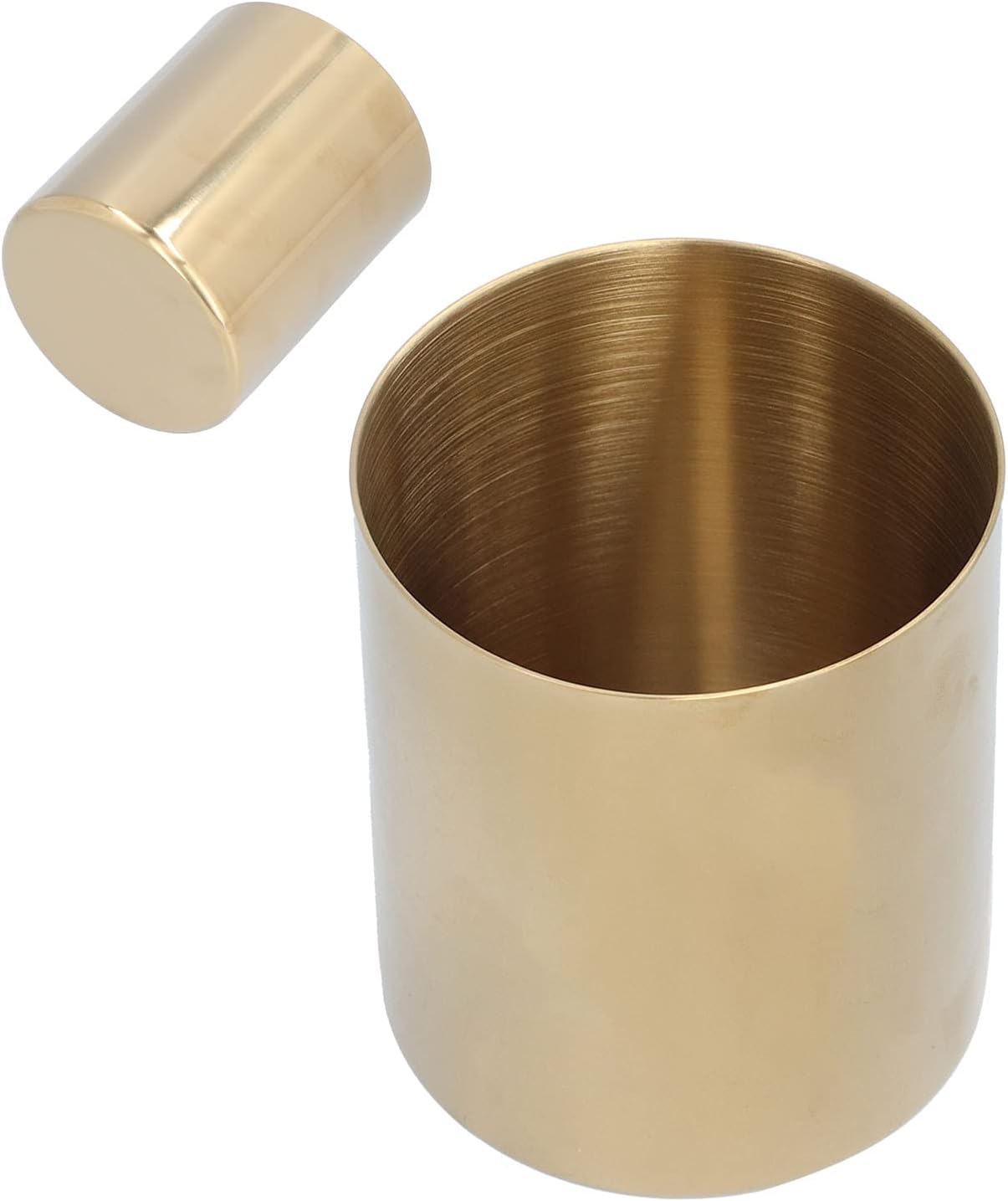 Horoper Silver Pencil Holder for Desk Desktop Pencil Cup Pen Container Office 430 Stainless Steel Pencil Holder Stationery Home Decor Container (Gold)