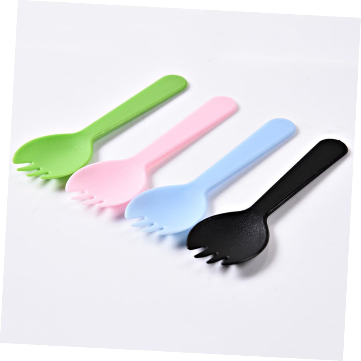 Gogogmee 100pcs Plastic Sporks Spoon Fork Tableware for Cake Ice Cream Salad Dessert Disposable and Convenient for Everyday Use for Parties and Events