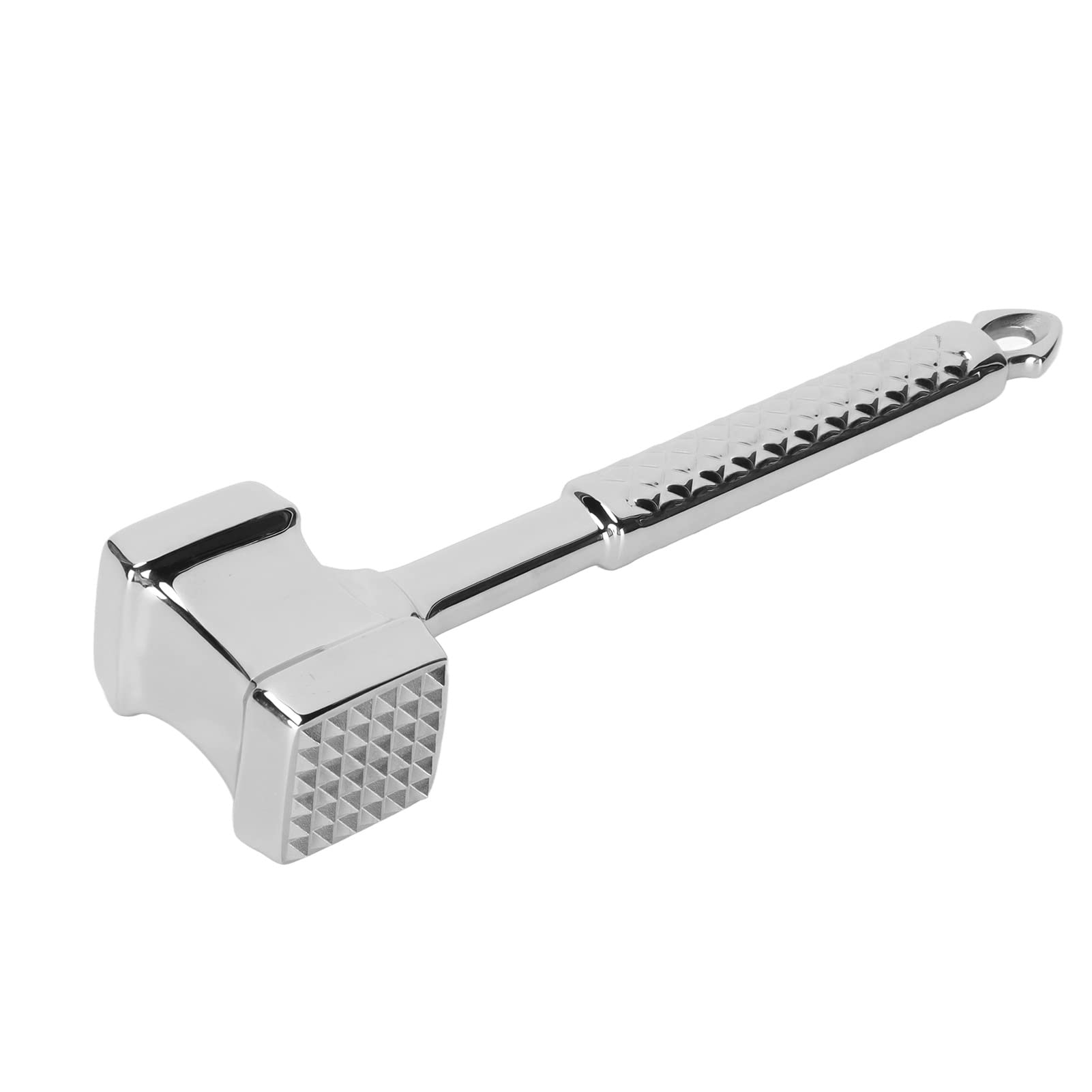 Steakhammer aus Edelstahl, Fleischklopfer mit doppelseitigem Kopf und ergonomischem Griff, 36‑punktige strukturierte Oberfläche für gleichmäßiges Flachklopfen des Fleisches,