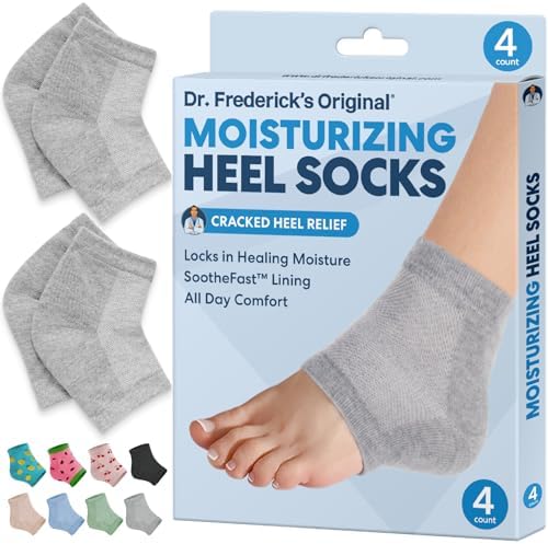 Dr. Frederick's Original Moisturizing Heel Socks for Dry Cracked Heels Treatment - Infused with Olive Oil, Jojoba Oil and Vitamin E - 2 Pairs - Valentines Day Gifts for Her & Him - Original Formula