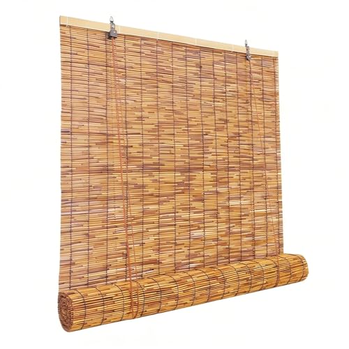 AJTXCSFOQL Persianas Enrollables de Bambú for Patio 280 240 130 160 220 cm, Persianas de Bambú, Persianas de Bambú con Filtración de Luz Retro for Ventanas/Puertas, Interior/Exterior(W80cm x H240cm)