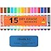 Dry Erase Markers with Eraser, 15 Colors Shuttle Art White Board Markers and Eraser, Low-Odor, Chisel Tip Usable on Whiteboard Surface for School Office Home