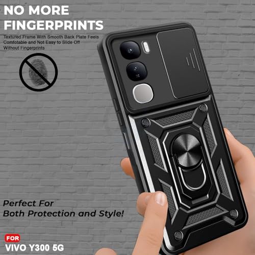 Image of AIBEX Back Cover for Vivo Y300 5G | D10 Tough Armor Case | Sliding Camera Shield | 360 Protection | Kickstand Ring Holder | Military-Grade Shockproof Bumper Case