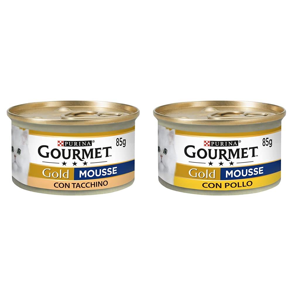 Purina Gourmet Gold Feuchtigkeit Katzen-Mousse mit Truthahn, 24 Dosen à 85 g, 24 x 85 g & Katzennahrung, Mousse mit Huhn, Packung mit 24 Dosen mit jeweils 85 g