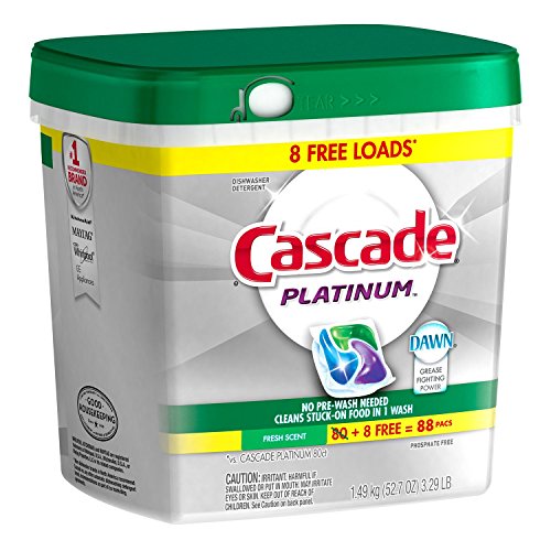 Image of Cascade Platinum ActionPacs Dishwasher Detergent, Fresh Scent (88 ct.)
