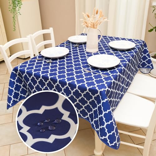moorg Mantel antimanchas, 140 x 180 cm, impermeable, azul, mantel antimanchas, rectangular, para exterior e interior