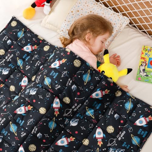 Image of Sivio Weighted Blanket 7lbs, Cooling Weighted Lap Blanket, Breathable Heavy Throw Blankets for Sleeping, 41 inchx60 inch,Black Universe