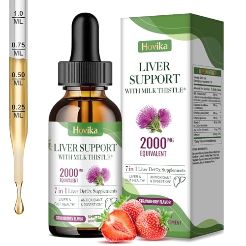 Liver Cleanse Detox & Repair Liver Support Milk Thistle Drops with Glutathione NAC ALA Vitamin C Zinc & Selenium for Liver Cleanse & Defense Immune & Skin Support - Strawberry Flavor 2 Fl Oz