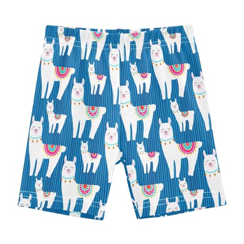 Llama Stripes Blue Girls Bike Shorts Toddler Girl Clothes Under Dress Dance Shorts for Girls 4-10,4T