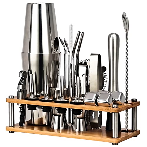 GRFSD 23 Pièces Shaker à Cocktail Professionnel Kit Cocktail Cocktail Set Bar Kit Ensemble de Shaker à Cocktails Shaker Cocktail Set Cocktail Set Cadeau de Noel Outil de Bar