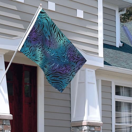 Drapeau extérieur imprimé zèbre bleu double face de 1,2x1,8 m avec œillets pour maison