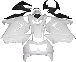 Unpainted Motorcycle Fairing Bodywork Kit Fit For Kawasaki Ninja 250 EX250 2008 2009 2010 2011 2012 Pre-Drilled ABS Plastic Molded Injection Molded Bodywork (Unpaint White)