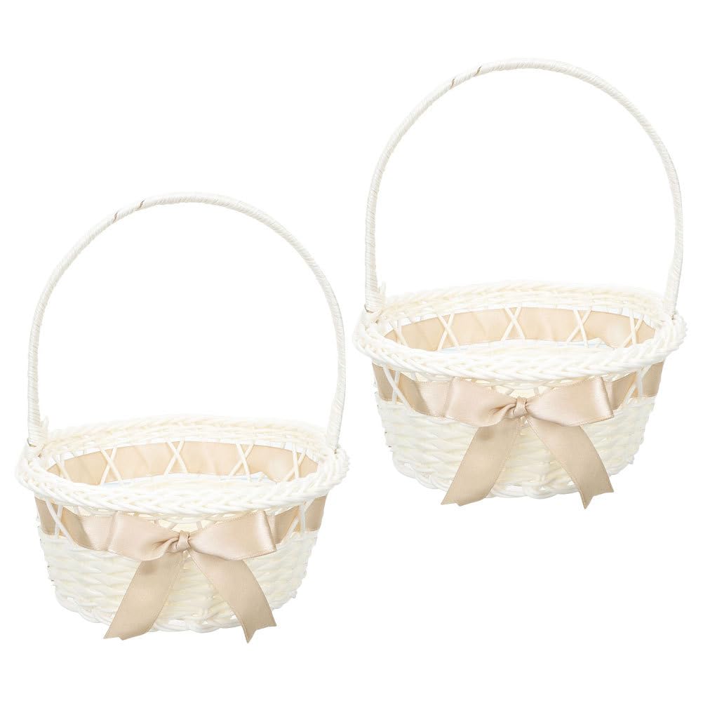 VALICLUD Lot de 2 paniers à fleurs tissés à la main élégants pour accessoires de mariage pour décoration ou panier cadeau de mariage