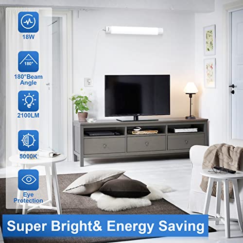 Image of 2Pack Plug in Ceiling Lights, 2FT Plug in Light, IP66 Waterproof 18W LED Tube with NO /Off Switch, 2000lm LED Closet Light 5000K Kitchen, Bathroom, Garage, Vanity...