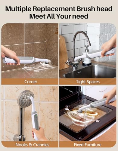 Image of kHelfer Cordless Spin Scrubber, Electric Grout Brush with Multi-Brush Heads