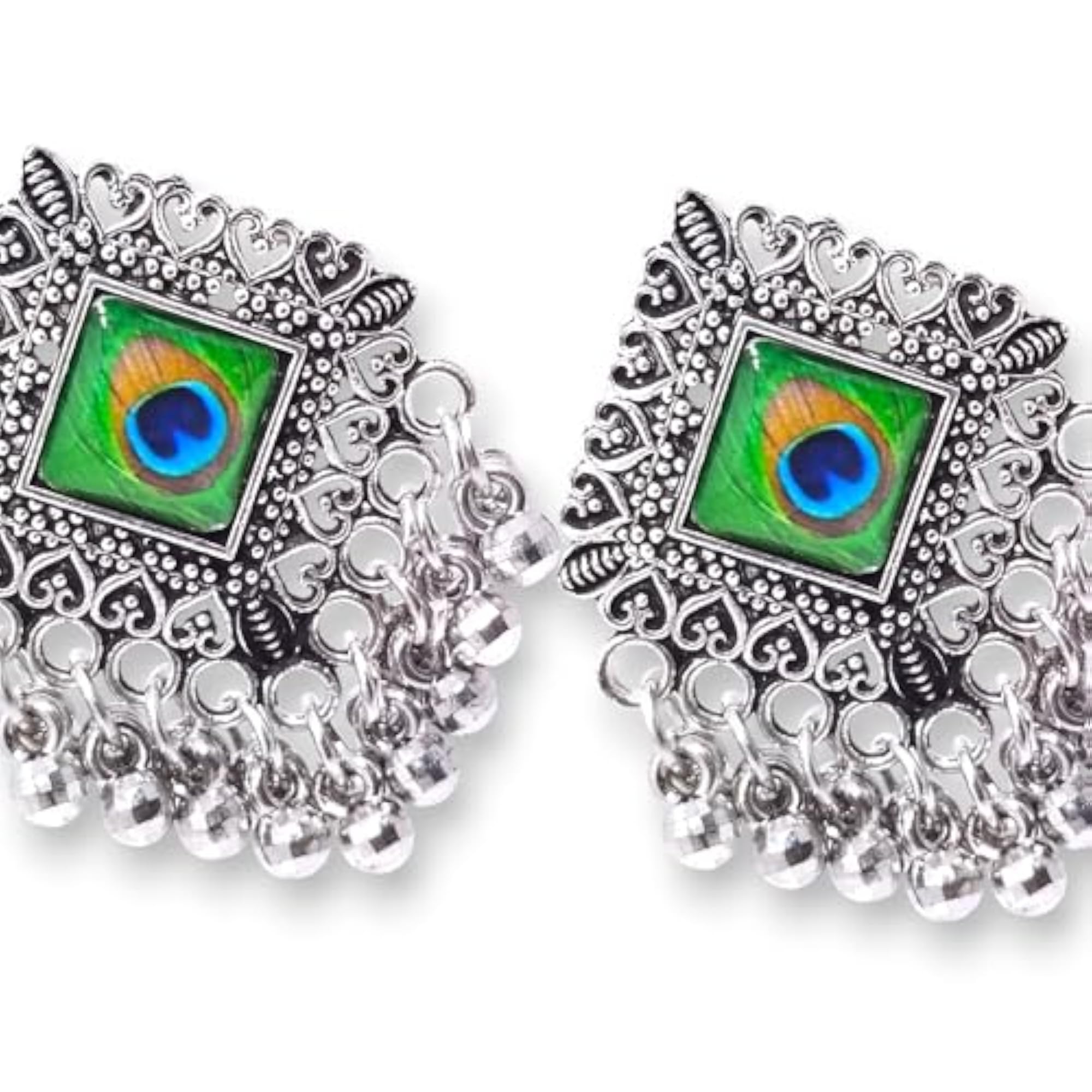 Women's Small Traditional Oxidised Jhumka Earrings Set