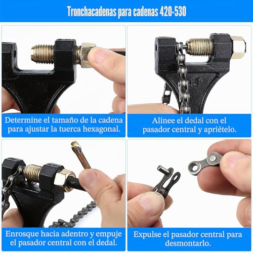 Miniatura 4 de Kqdravine Rompedor De Cadena, Remachadora De Cadena Moto Remachadora De Cadena Para 420 428 530 Moto Utv Atv Bicicleta Tractor