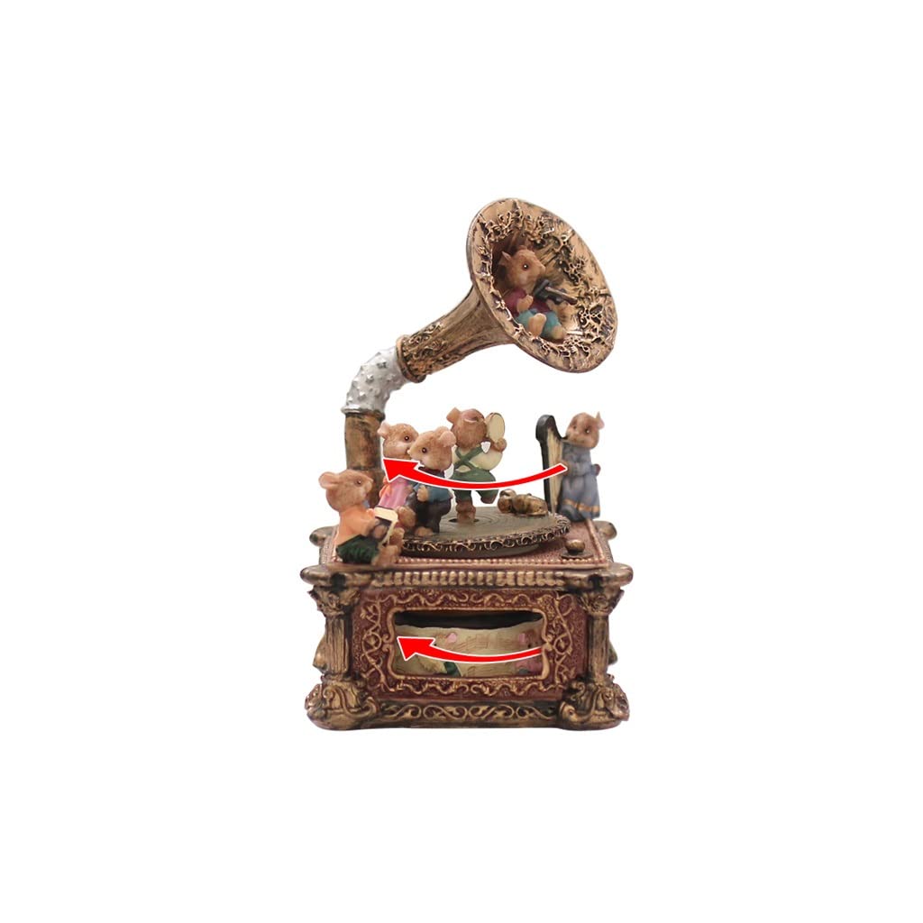 Caja de música de gramófono retro para decorar el dormitorio