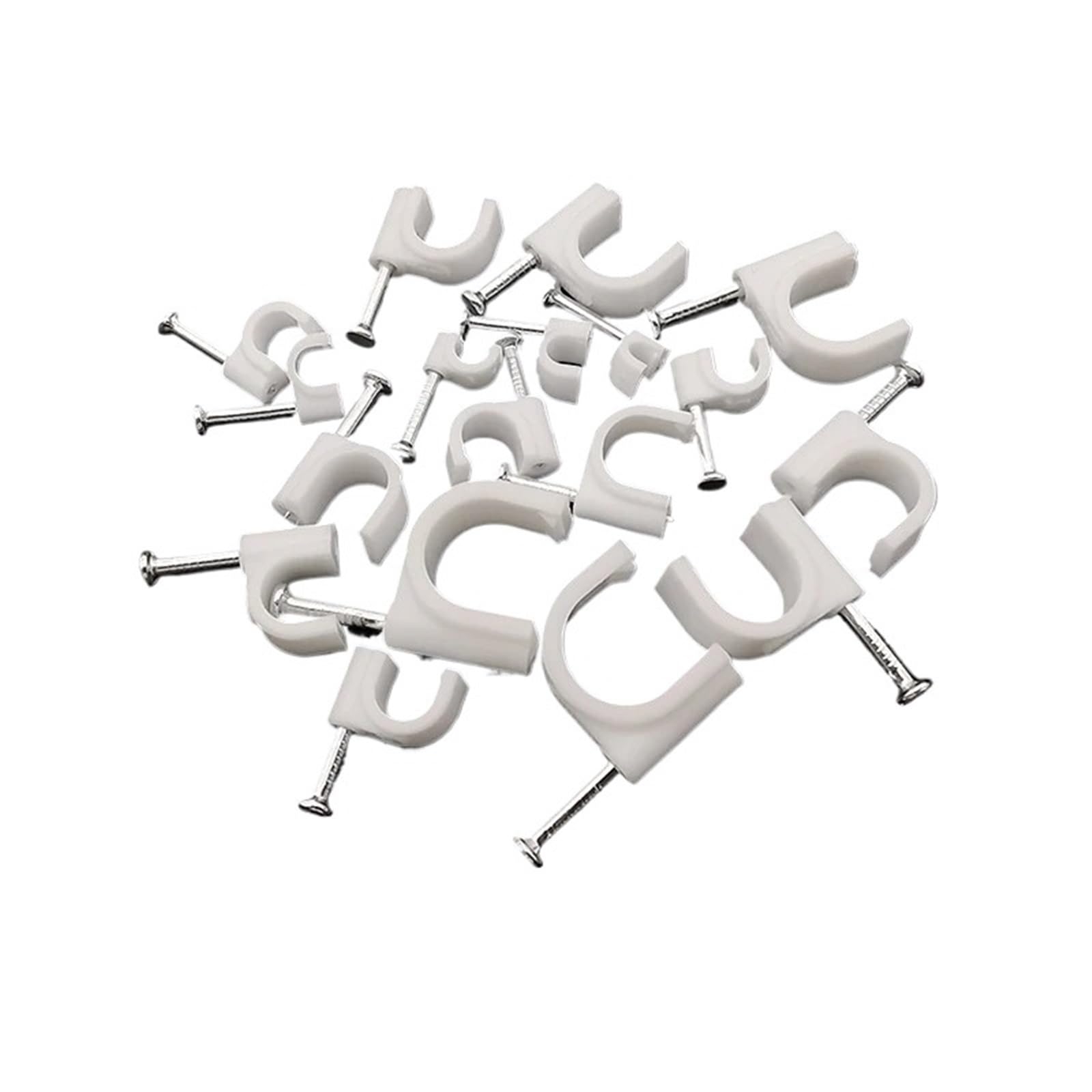 Lot de 500 serre-câbles ronds en plastique - 4/5/6/7 mm - Gestion en forme de C - Pour câbles électriques, supports de fil, pinces en acier, clous en acier fixés