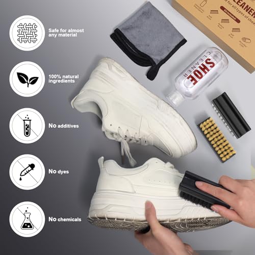 BALORIZ Shoe Cleaner Kit for Sneaker, 8.5Oz Shoe Cleaning Kit with 3 Shoe Brush & Towel, Suede Shoe Cleaner Kit for Sneaker, Suede, Boot, Canvas, PU, Fabric, etc - Thumbnail 3