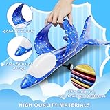 Doloowee 3 Pack Airplane Launcher Toys, 12.6 Inch LED Foam Glider Airplane Catapult, 2 Flight Modes, Outdoor Sports Flying Toys 4 5 6 7 8 9 10 11 12 Years Old Boys Girls Birthday Gifts (Blue) - Image 6