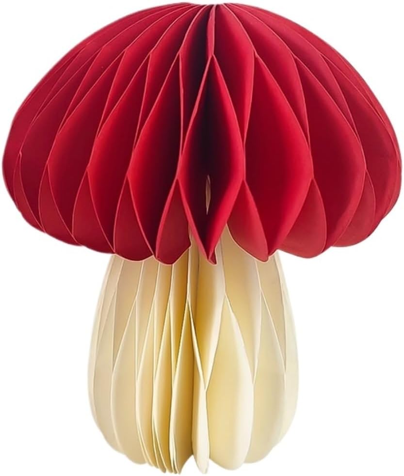 Festival Celebration Mushroom Shaped Honeycomb Paper Christmas Decorations for Garden Pack of 8 Restaurant Wedding Decor(6.6cm)