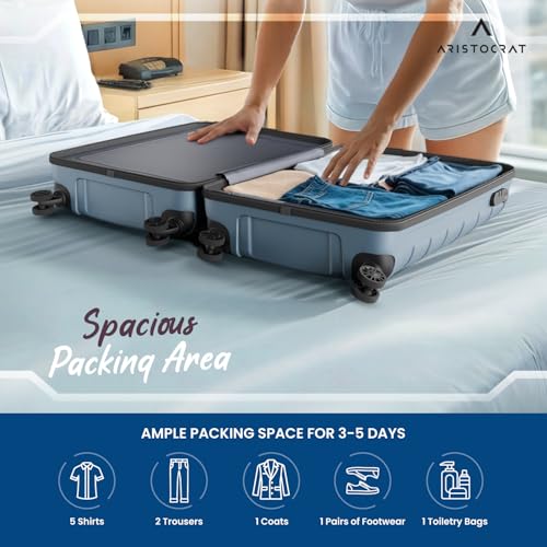 Image of Aristocrat Liberty 8-Wheel Cabin Size Hard Case Trolley Bag, Spanish Blue