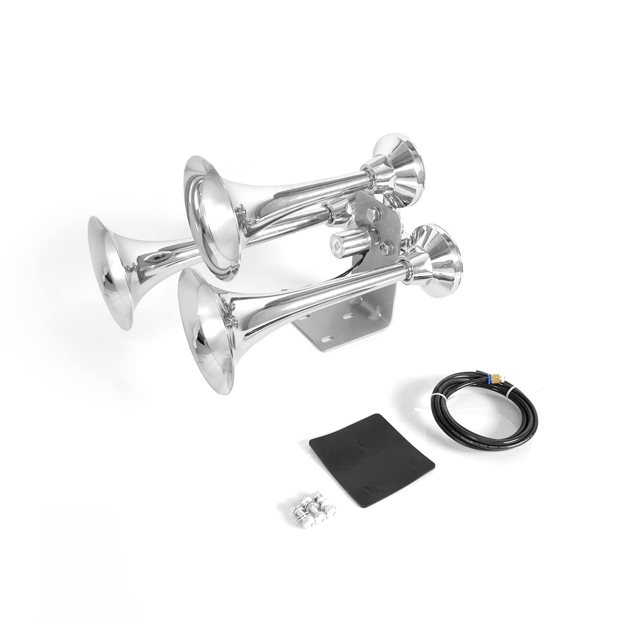 Klaxon 12V/24V 150dB à 4 Tubes Avec Compresseur - Trompette Air Horn Universelle Voiture Camion