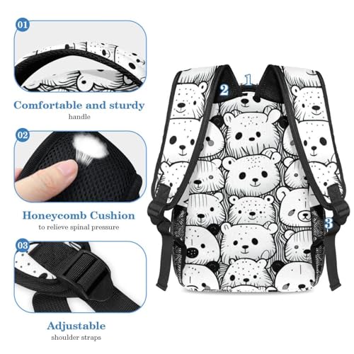 Cartable ours blanc sac à dos et trousse ergonomique contre le désordre - 4