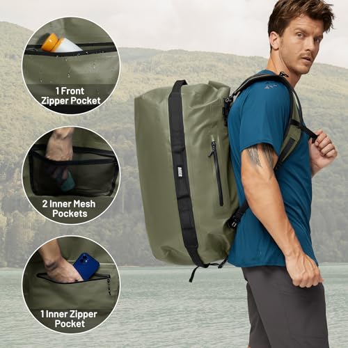 MIER Waterproof Duffel Bag Motorcycle Dry Bag Backpack Large Roll-Top Heavy Duty Dry Duffle Bags for Kayaking Camping Boating Gym Beach Cruise Ship, 60L/80L - Image 4