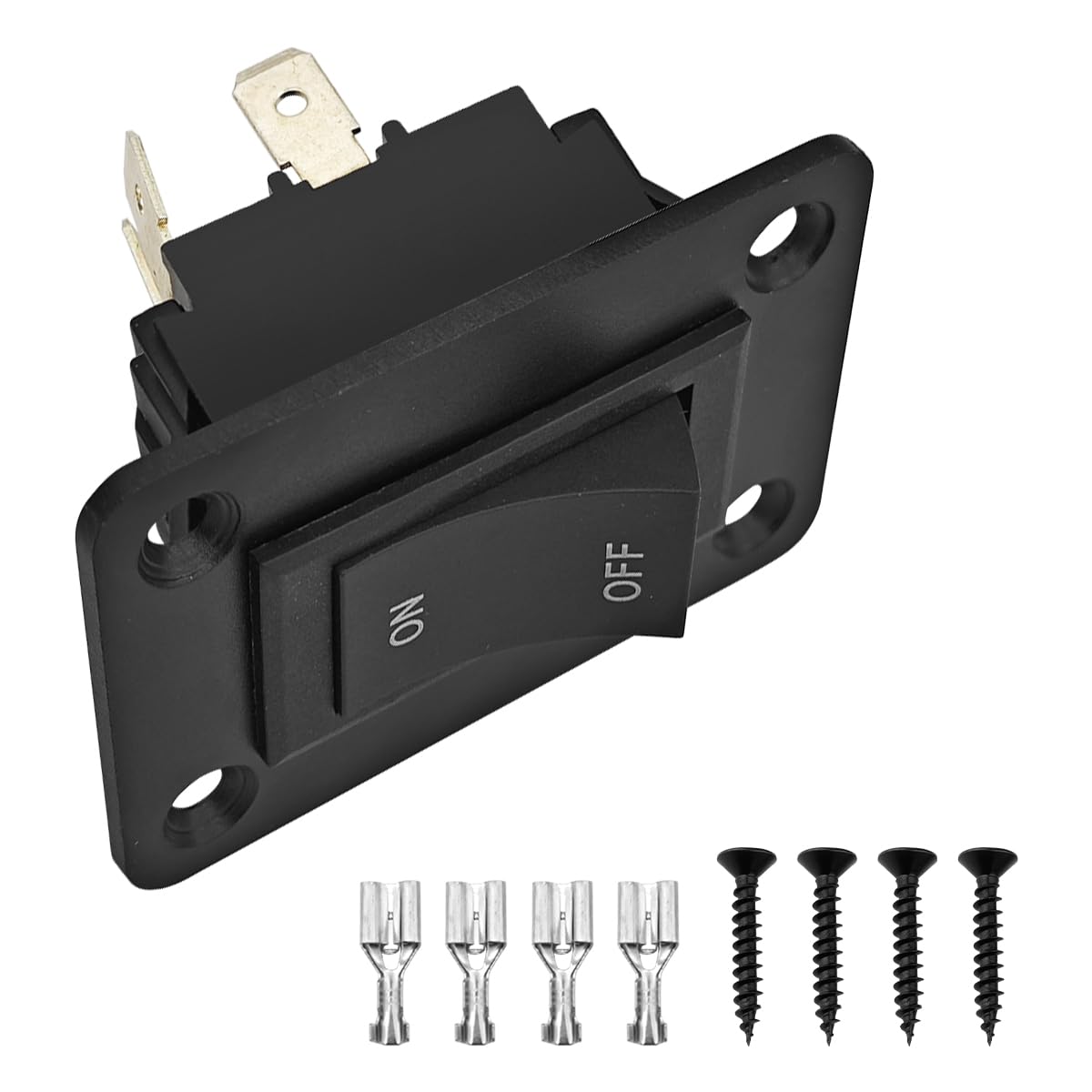 BESULEN Car On-Off Switch, 12V 20A 4 Pins 2 Position DPST Rocker Switch Panel RV Light Switch, Vehicle Interior Accessories Universal for RV, Trailers, Camper, Boats, KCD2-7-201-B1-DZ