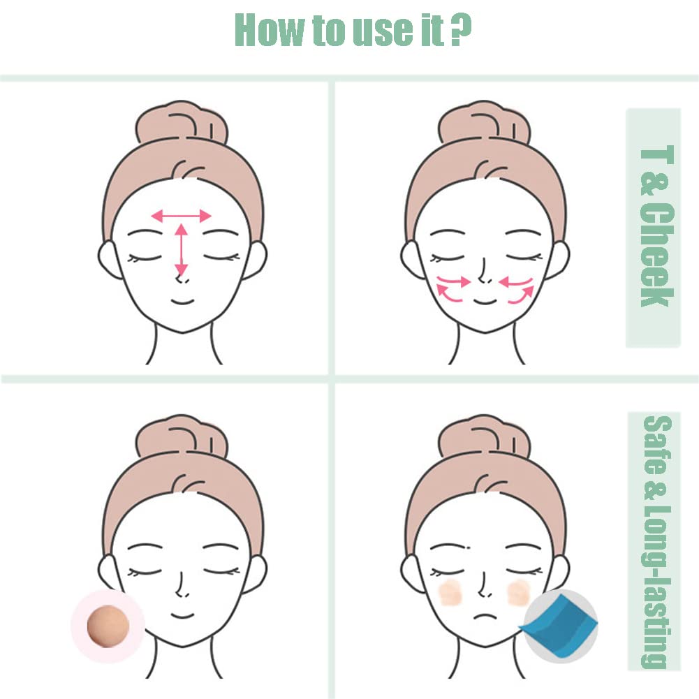 Oil-Absorbing Volcanic Face Roller, Double-Heads Cute Reusable Facial Skincare Tool Oil Controller for Oily Skin On-The-Go Natural No Harm to Skin (Mint Green)