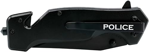 Miniatura 2 de Black Police - Cuchillo táctico plegable de élite, cuchillo de rescate para policías, gran regalo para el socorrista en tu vida (policía negra)