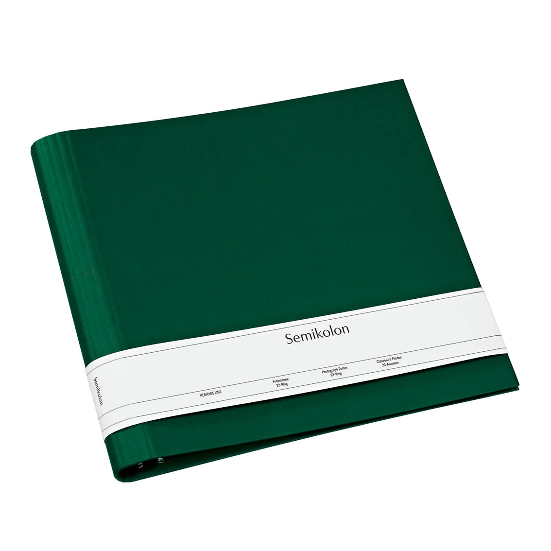 Semikolon 364045 Album photo 23 anneaux - 35 x 32 cm - Couverture en Efalin - pour album, livre photo avec reliure à anneaux - vert forêt