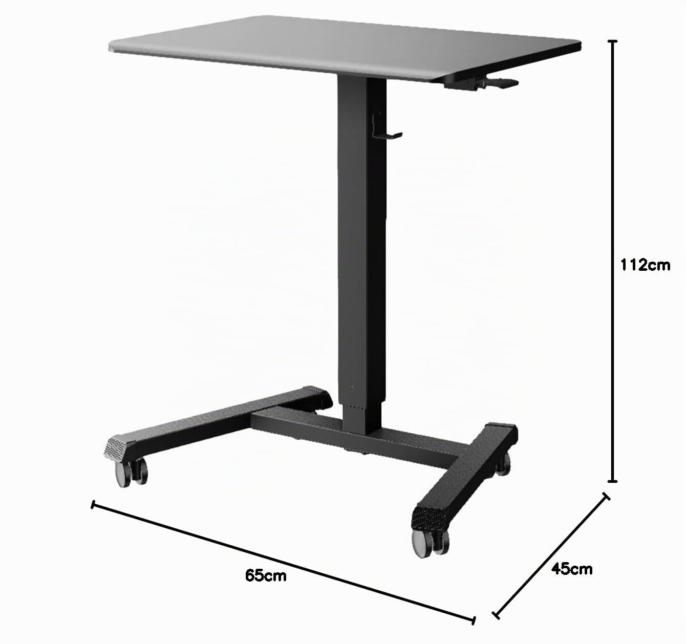 Stehpult Höhenverstellbar Tisch mit 4 Rollen, Steh-Sitz Schreibtisch | Mobiler Laptoptisch für Couch, Überbett-Tisch, Büro & Zuhause, Belastbar bis 14 kg, Schwarz, 65×45 cm
