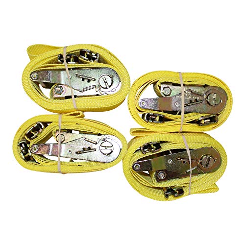 SGT KNOTS E-Track Adjustable Ratchet Strap - Heavy Duty Cargo Strap for Loading Truck Bed, Roof Rack (2 x 12ft, 4Pack - Yellow)