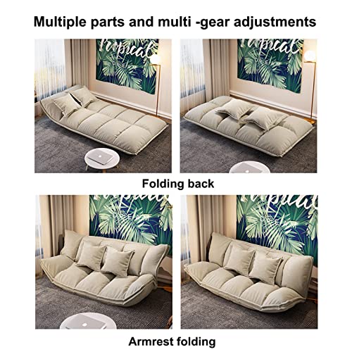 Jhkzudg Lazy Sofa Adjustable Floor Mat,Folding Sofa Bed, 5-Position Adjustable Floor Lounger With 2 Pillows,Lazy Couch Sleeper Chair For Home Bedroom Living Room Office,Pink,130 × 112 × 18Cm #TOP1