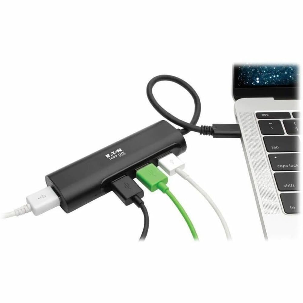 Tripp Lite U460-004-4AB 4-portowy hub USB 3.1, USB-C (typ C), 4x USB-A, USB 3.1 Gen 1, kompatybilny z Thunderbolt 3, czarny
