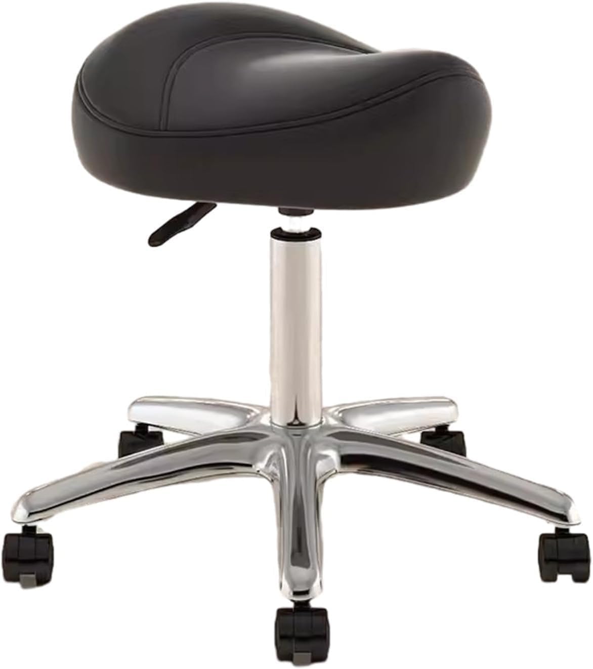 Adjustable Saddle Stool - 360° Swivel Rolling Chair with PU Wheels &amp; Metal Base - for Dental Hygienists,(Black)
