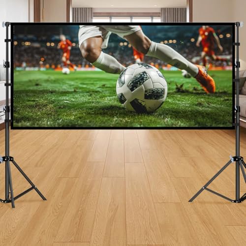 Pantalla para proyector al aire libre con bolsa de transporte y correa ajustable 150 pulgadas 16:9 4K HD sin arrugas para noche de cine en el patio trasero (72 pulgadas L 200 x A 105 cm) miniatura 7