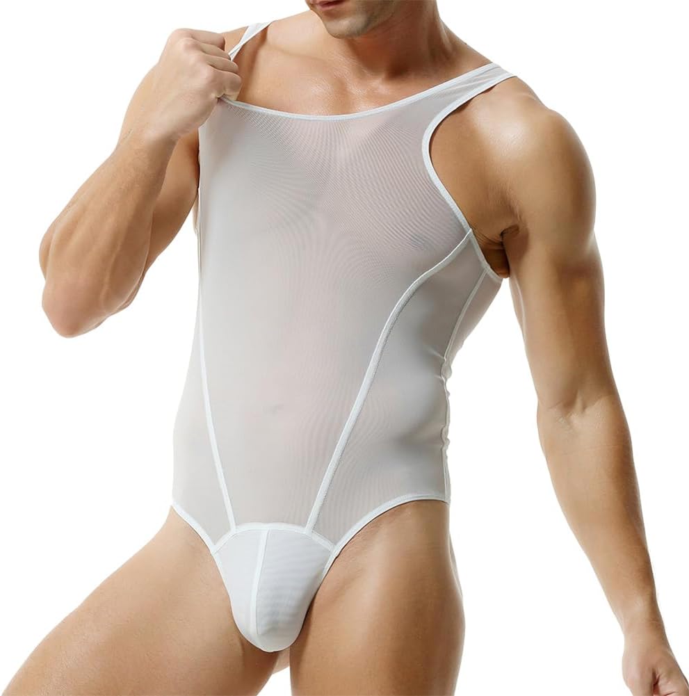 FYMNSI Men's Sheer Mesh Bodysuit Leotard See Through Thong Underwear Wrestling Singlet Fitness Undershirt One Piece Romper - Image 3