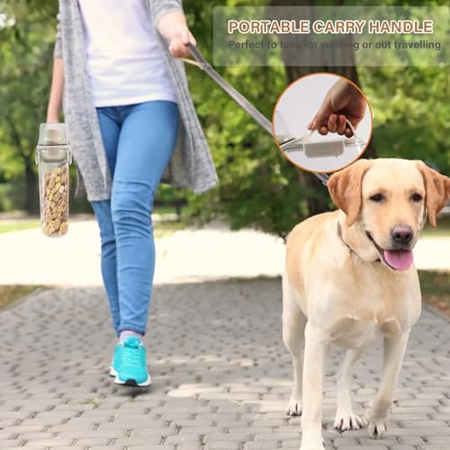 Katzenfutter Aufbewahrung 2.8L Trockenfutter Aufbewahrung Container mit Tragbarer Griff und Messbecher Tierfutter Vorratsdose Luftdichte Hundefutter-Box BPA-freier Kunststoff,Transparent,Travel